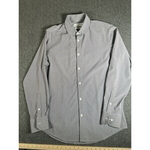 Mizzen Main Performance‎ Shirt Mens M Gray Multicolor Checks Trim Fit Medium LS